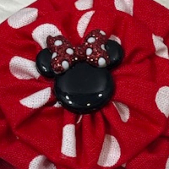 Set of 2 Handmade Mickey/Minnie Mouse Fabric Magnets Fridge Office Locker NEW - Picture 7 of 9